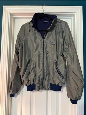 Vintage Patagonia Gray Shell bomber  Jacket with Navy Fleece Lining